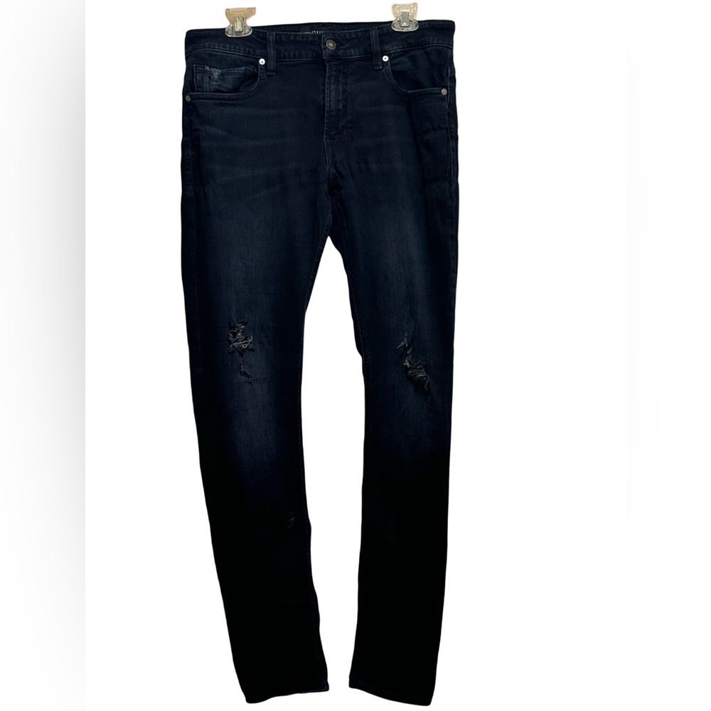 GUESS Dark Blue Relaxed/Skinny Ripped Denim Jeans 34x32
